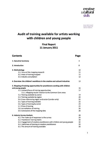 Audit of Training Available for Artists working with Children and Young People