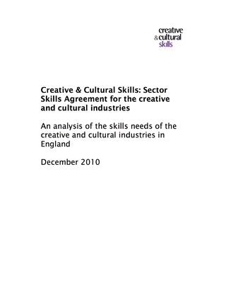 Sector Skills Agreement for the Creative and Cultural Industries