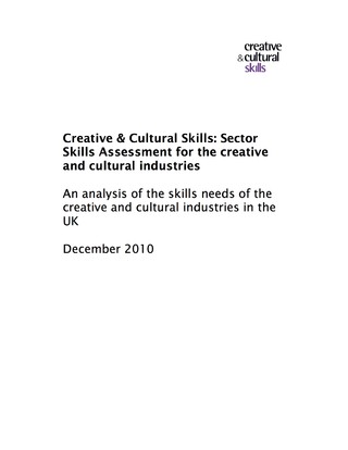 Sector Skills Agreement for the Creative and Cultural Industries