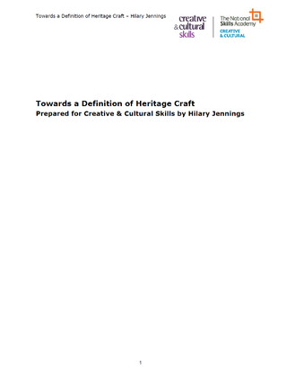 Towards a Definition of Heritage Craft